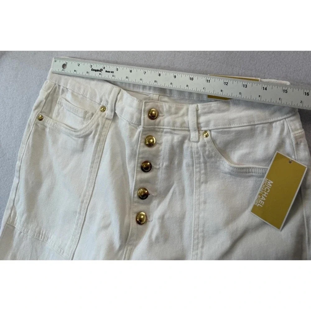 Michael Kors Womens Button Fly Bootcut White Gold Jeans Size 16 Flare High Rise